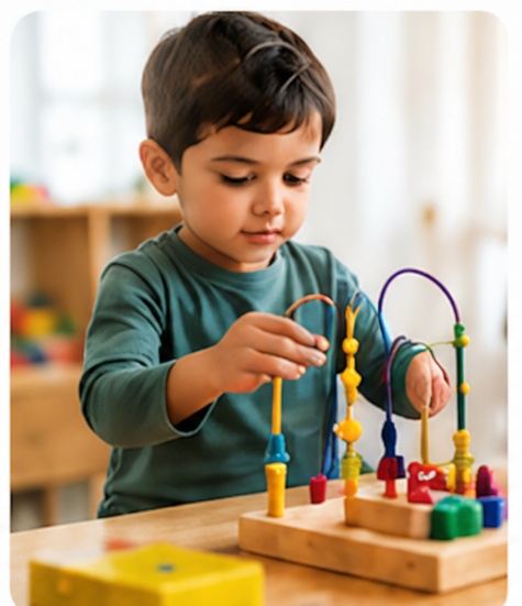 Child doing school readiness learning activity